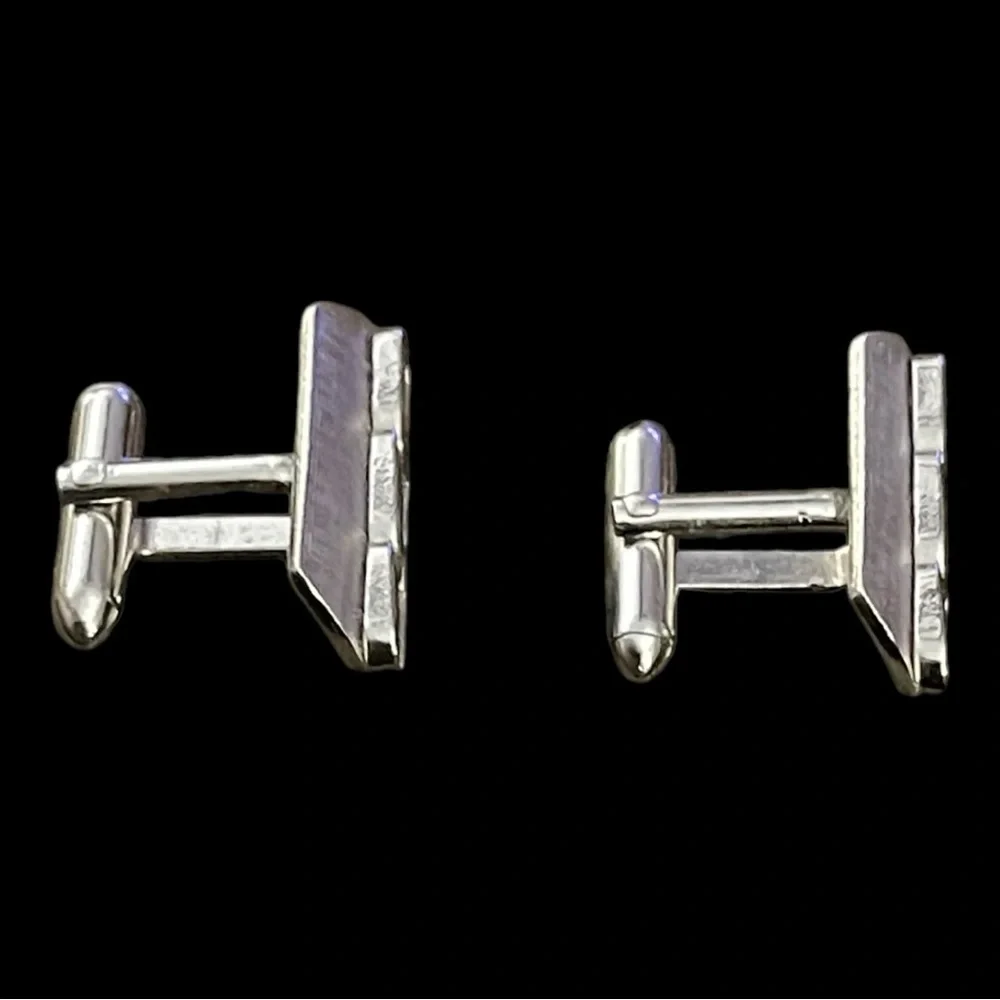 Vintage Mens Silver Metal Swank Cufflinks Oval Link Tubular Oval Links Classic